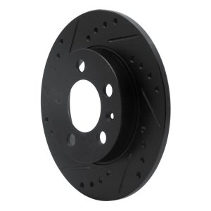 Audi TT Quattro Brake Rotor (1) - Rear Left - R1 Concepts - Drilled & Slotted - Black - `01-`06